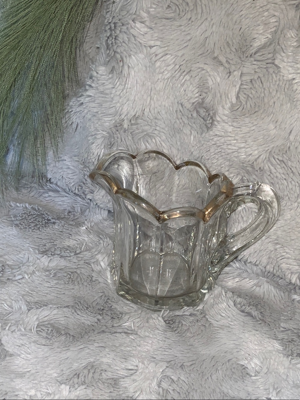 2$🤩Vintage Clear Glass Creamer with Gold Rim